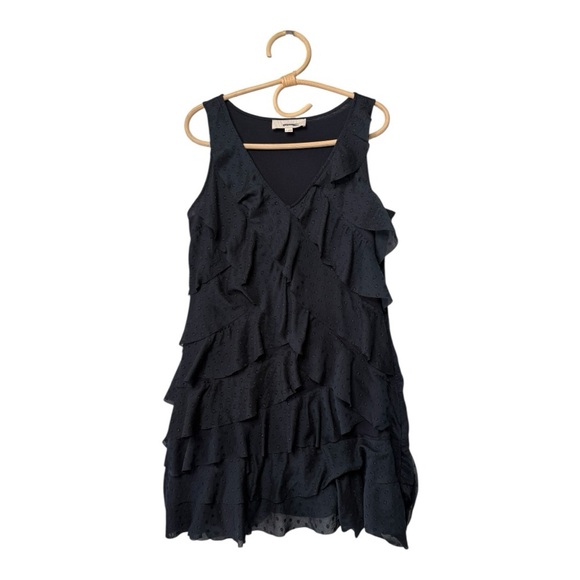 Ann Taylor Loft Swiss Dot Tier Sleeveless Ruffle Dress in Midnight Navy Size 8 - Picture 1 of 12